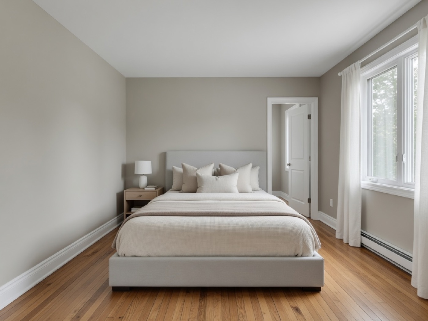 Illustrative bedroom after a clean professional interior repaint