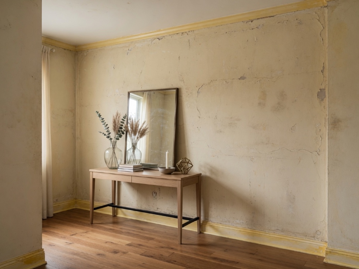 Illustrative feature wall before a professional color update