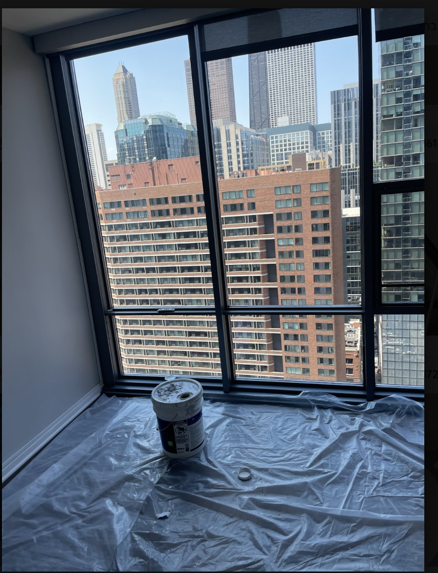 Commercial interior painting preparation in a high-rise property