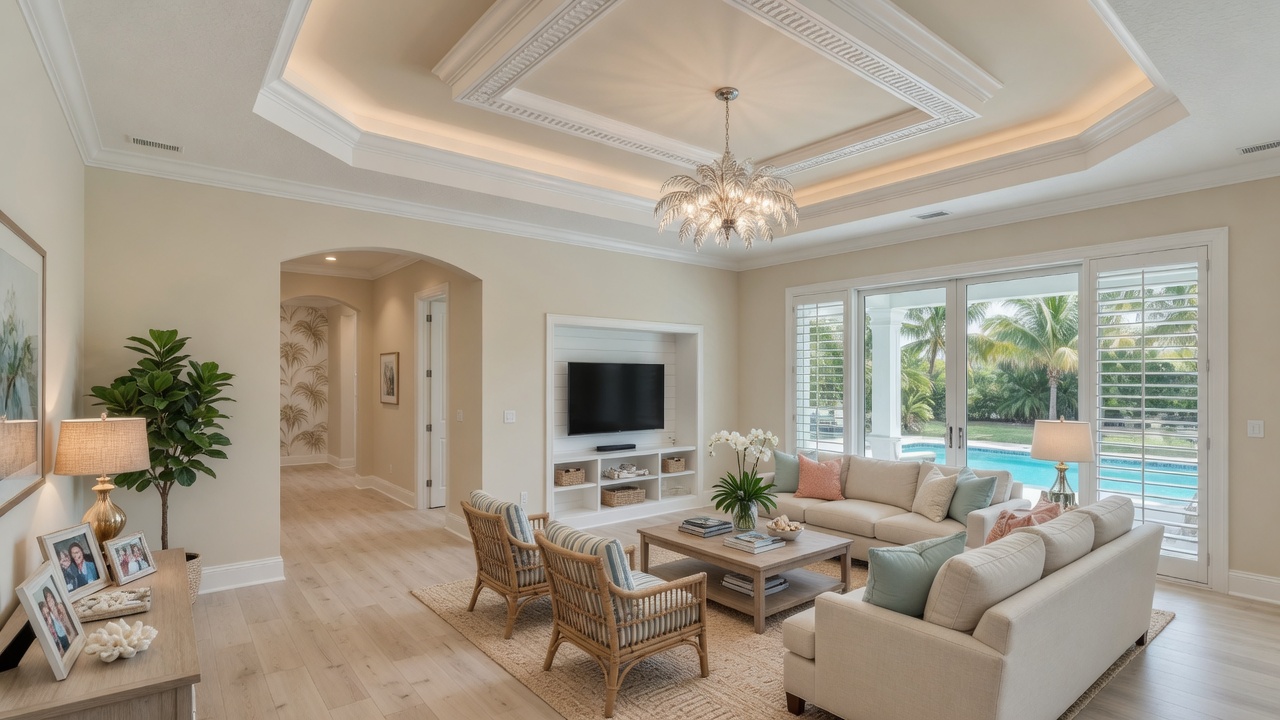 Finished residential living room after professional drywall repair