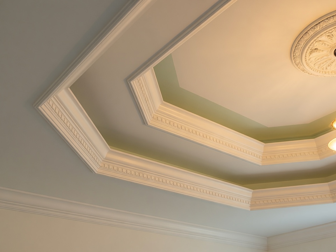 Finished tray ceiling detail after residential drywall work