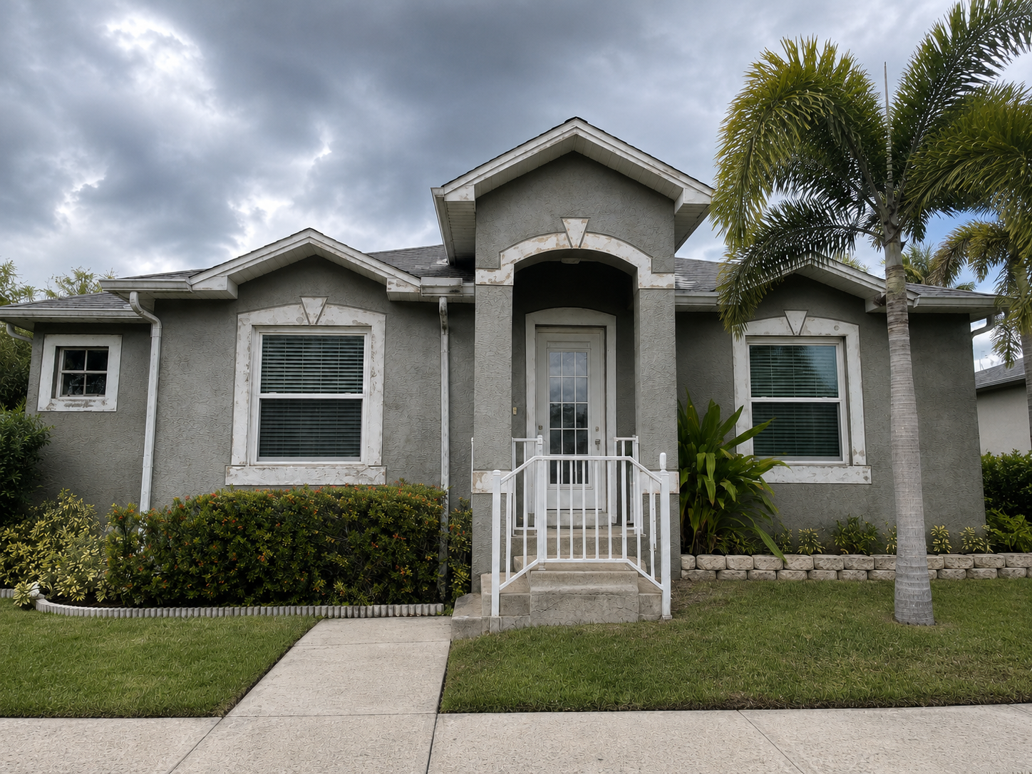 Exterior elevation before repaint