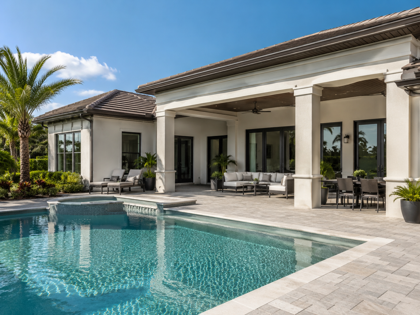 Finished pool area, lanai and patio exterior painting