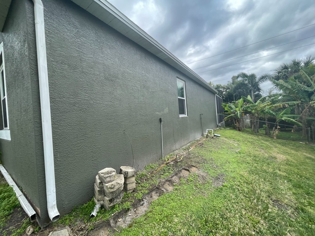 Side elevation of a repainted home