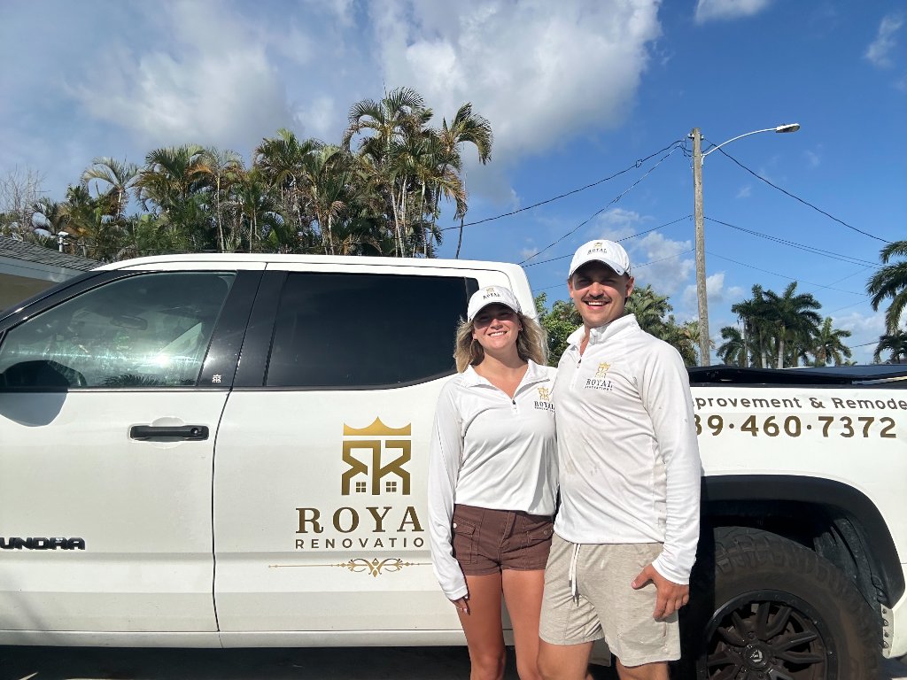 Jacob beside the Royal Renovations branded truck in Southwest Florida