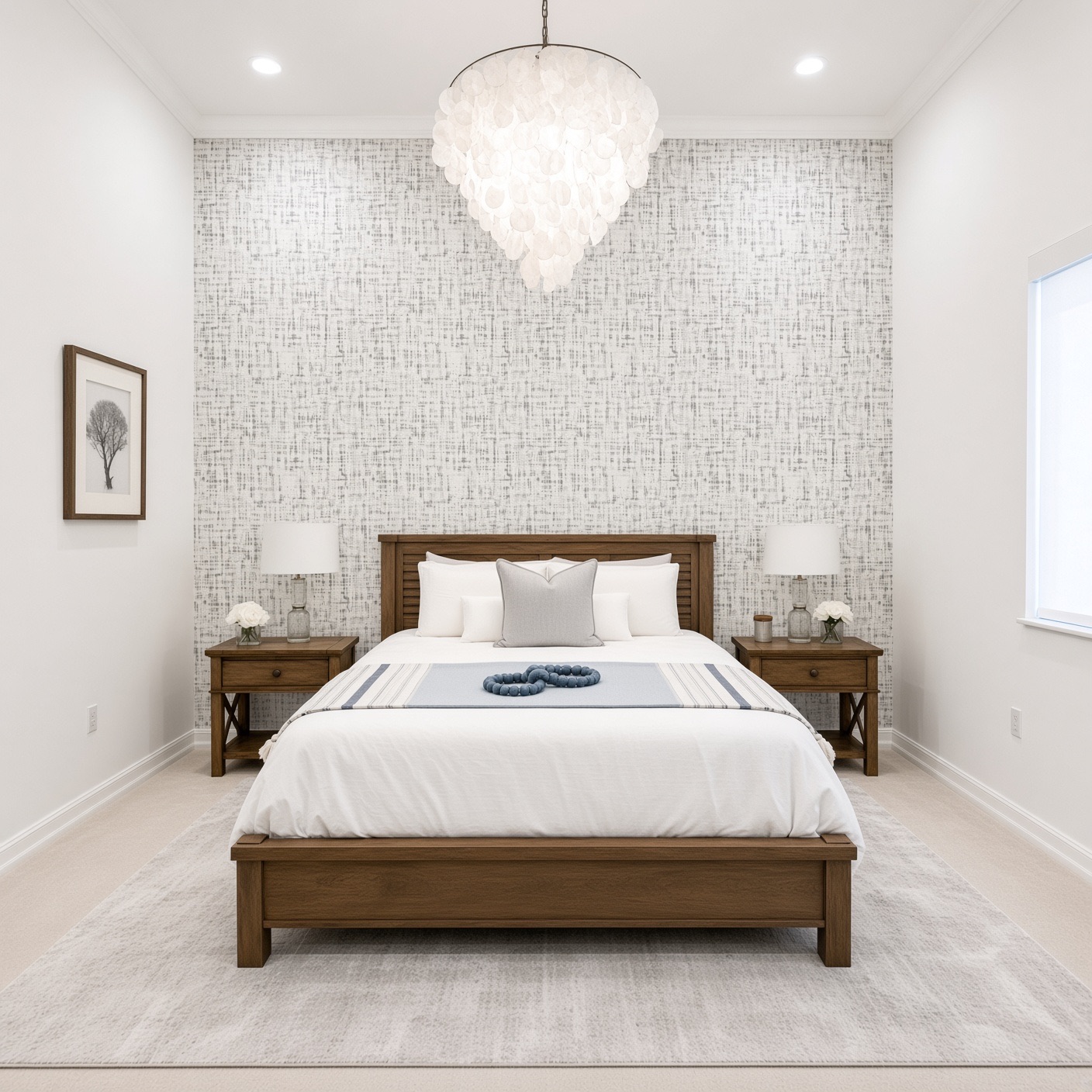 Finished bedroom with feature wall and clean painted walls