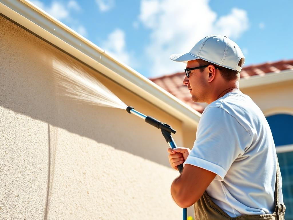 Soft washing an exterior wall